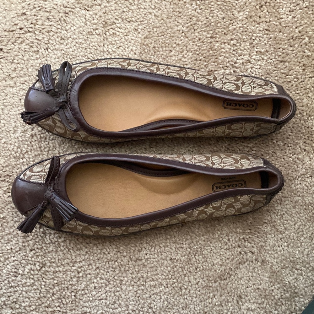 Coach flats with leather trim